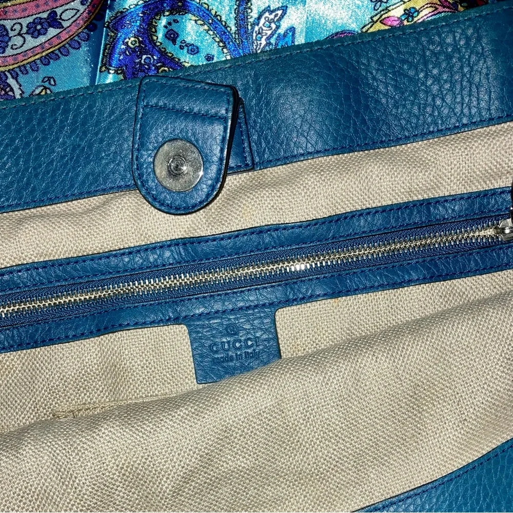 GUCCI Blue Leather Hobo Satchel - Large - Picture 15 of 15